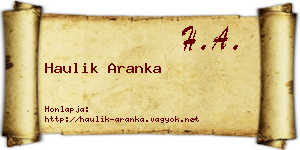 Haulik Aranka névjegykártya